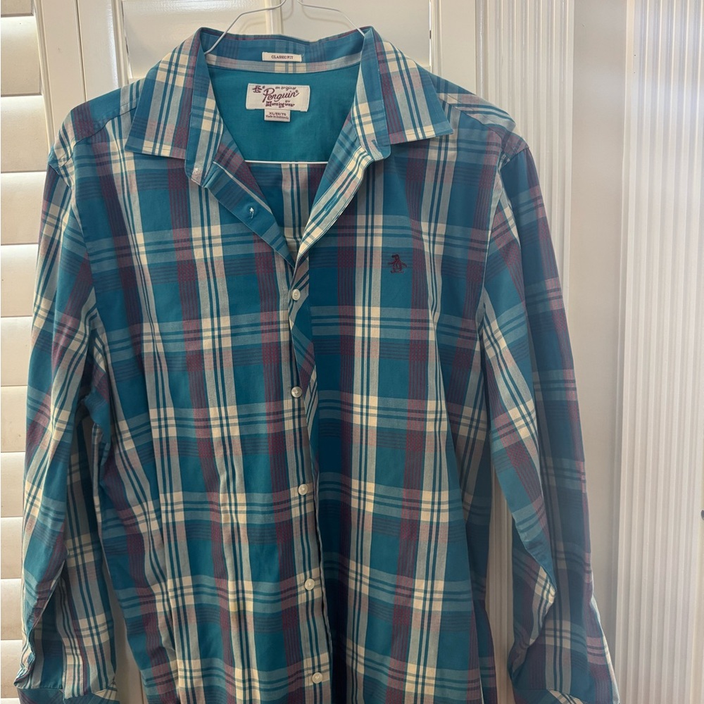 Men's Blue Plaid Shirt